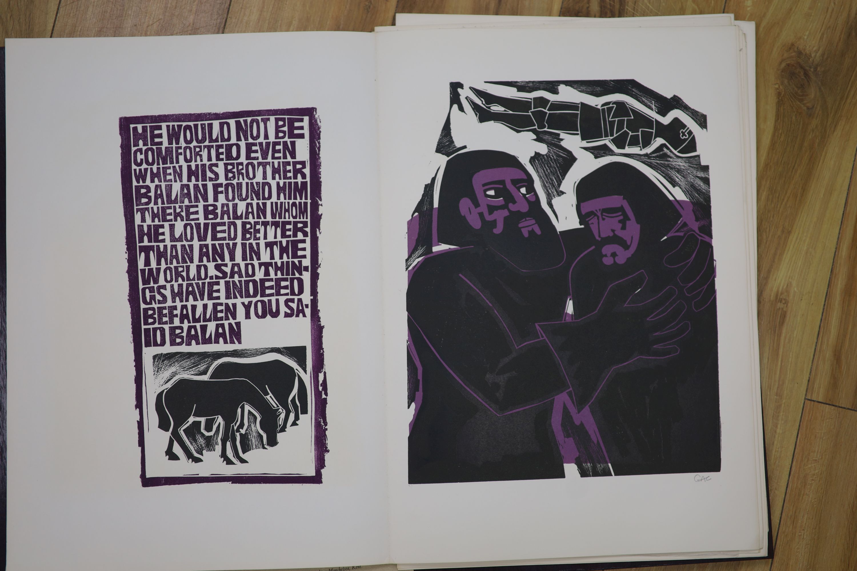Graham Clarke, limited edition folio, 'Balyn and Balan', signed in pencil, 76/100, overall 53 x 37cm